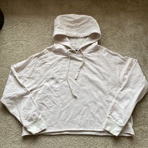Cropped cream hoodie with raw hem size large